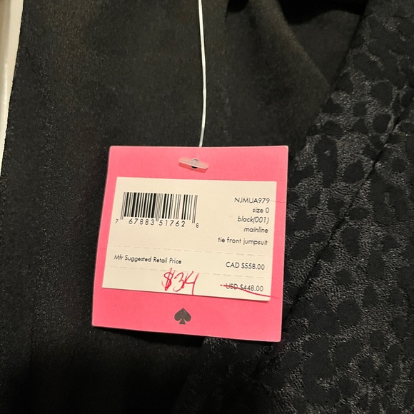 🖤NWT🖤 Elegant Kate Spade Black One Piece Front Tie Pantsuit - Size 0 - Picture 12 of 16